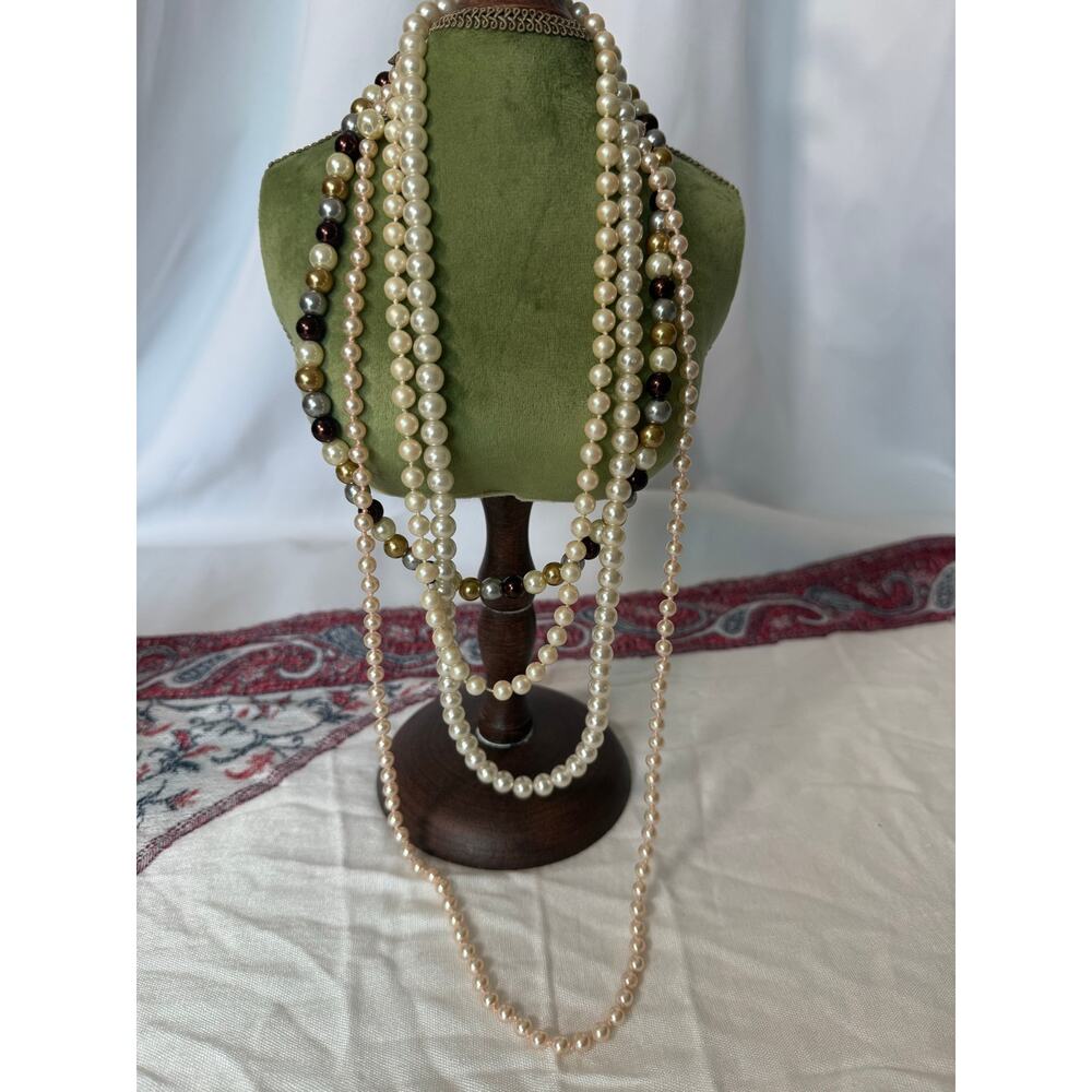 Vintage Faux Pearl Jewelry Lot Marvella Japan Necklaces Earrings Mid Century - Picture 7 of 14